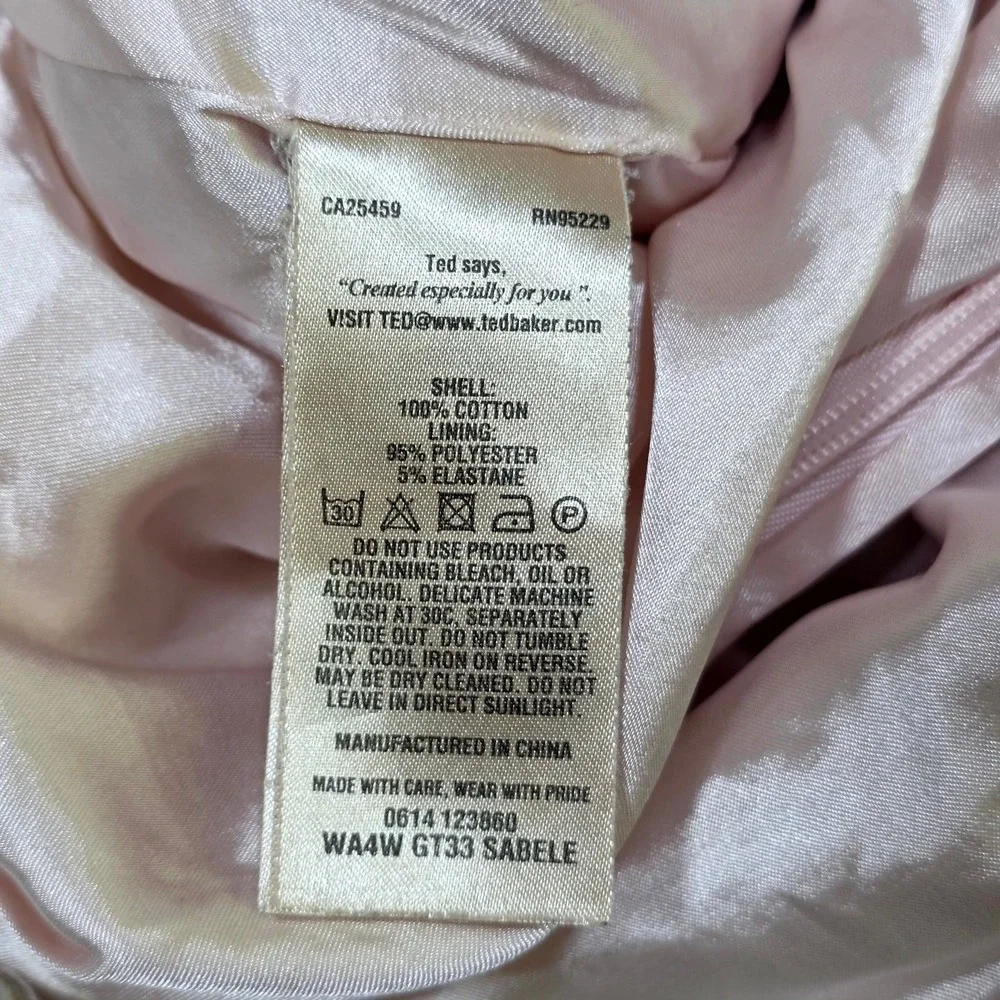 Ted Baker Sabele Floral Shorts Womens 2 Pink Textured High Waisted Zipper Detail